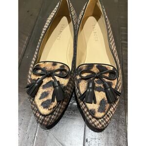 TALBOTS Loafers Flats Leopard Print Calf Hair Tassel Size 7M Animal Print